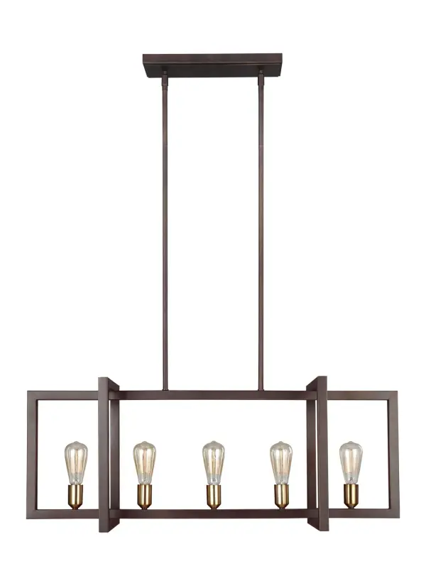 Finnegan Five Light Island Chandelier in New World Bronze