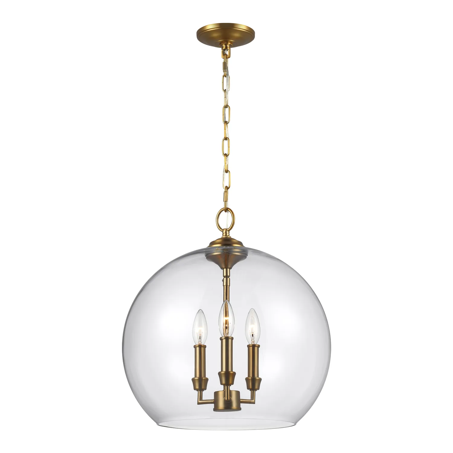 Lawler Three Light Pendant in Burnished Brass