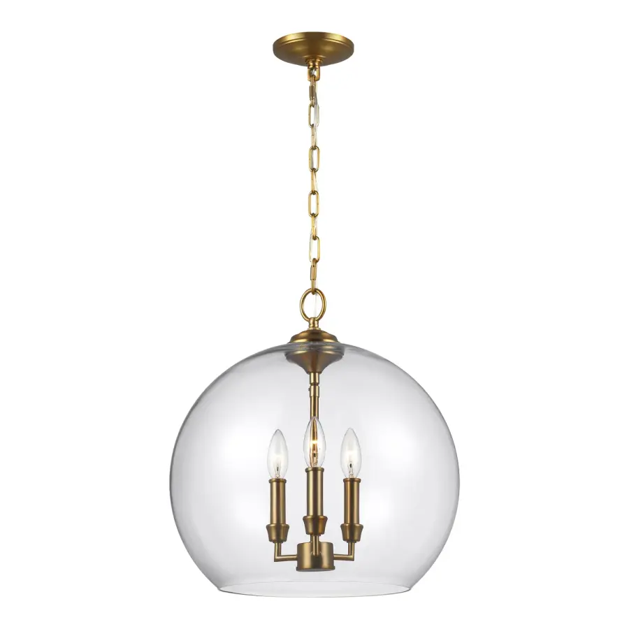 Lawler Three Light Pendant in Burnished Brass