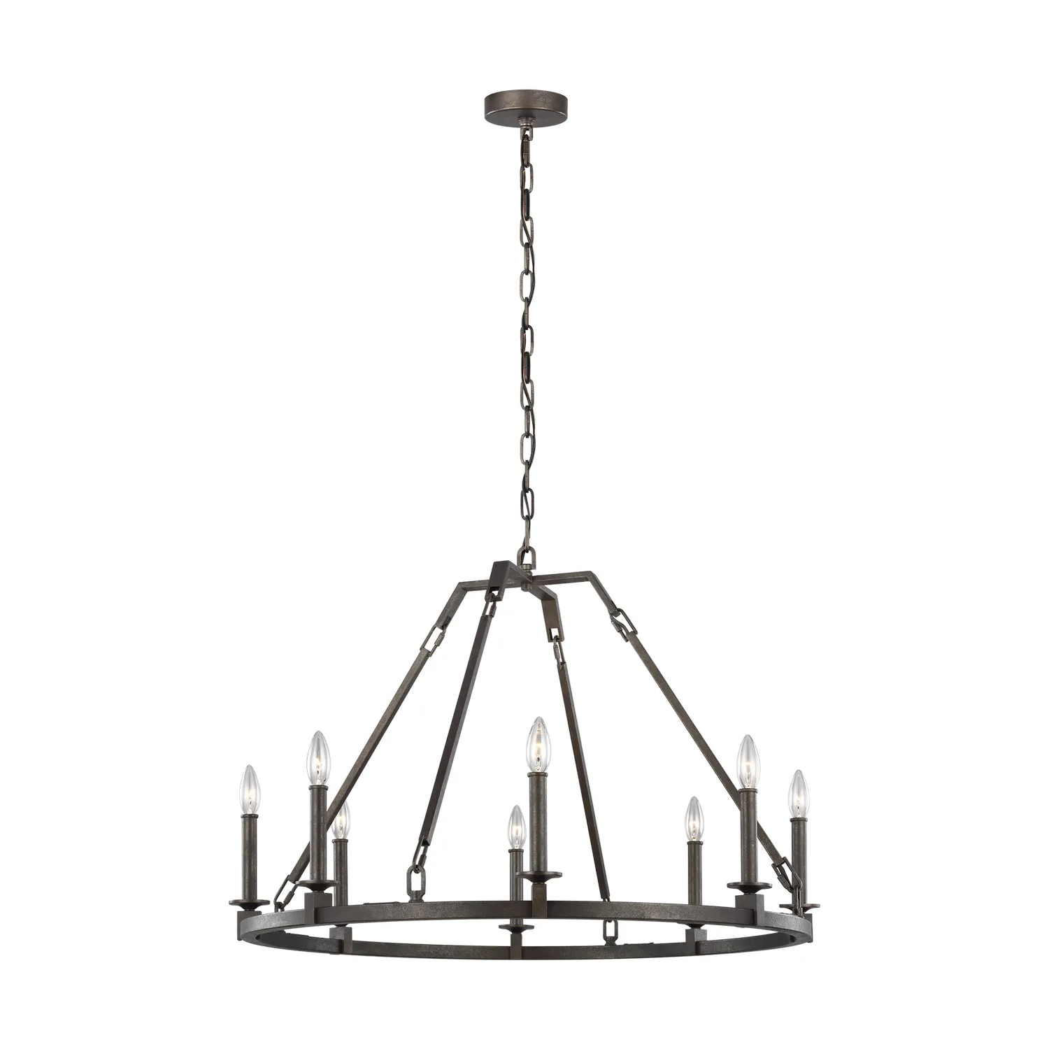 Landen Eight Light Chandelier in Smith Steel