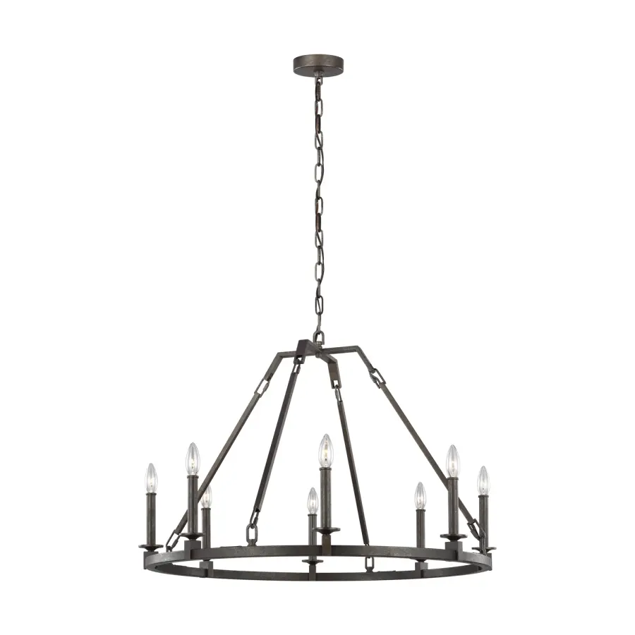 Landen Eight Light Chandelier in Smith Steel