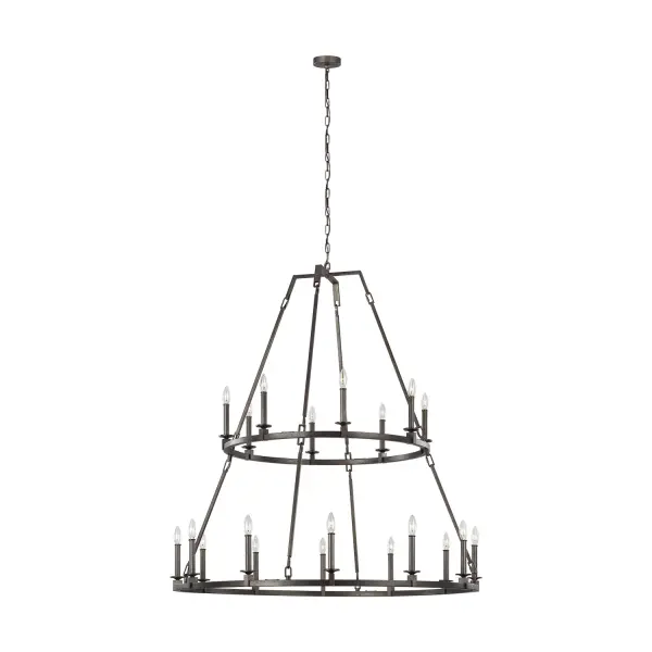 Landen 20-Light Two-Tier Chandelier in Smith Steel