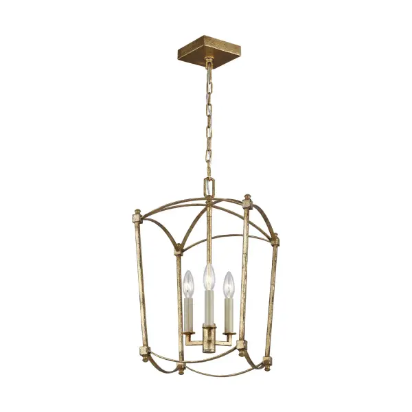 The Thayer lantern reimagines the classic four-sided design with sophisticated curved lines and an Antique Gild finish. Designed by Sean Lavin, it bridges traditional and contemporary aesthetics perfectly for entryways and dining spaces.