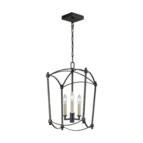 The Thayer lantern reimagines the classic four-sided design with softened curves and a sophisticated industrial finish. Its compact 12-inch footprint makes it ideal for smaller entryways while the Smith Steel finish adds modern edge.