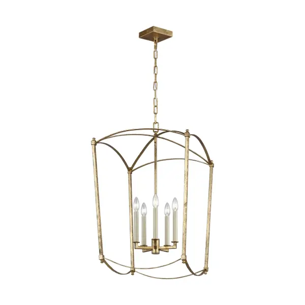 Thayer Five Light Lantern in Antique Gild