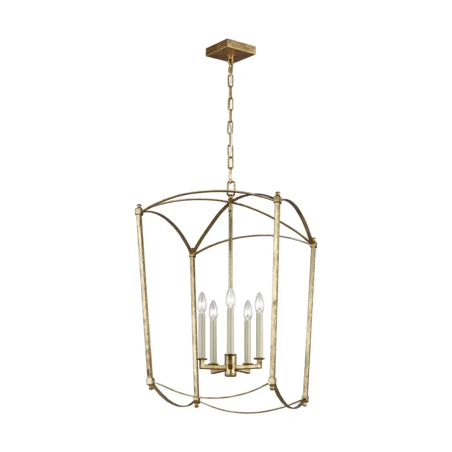 Thayer Five Light Lantern in Antique Gild