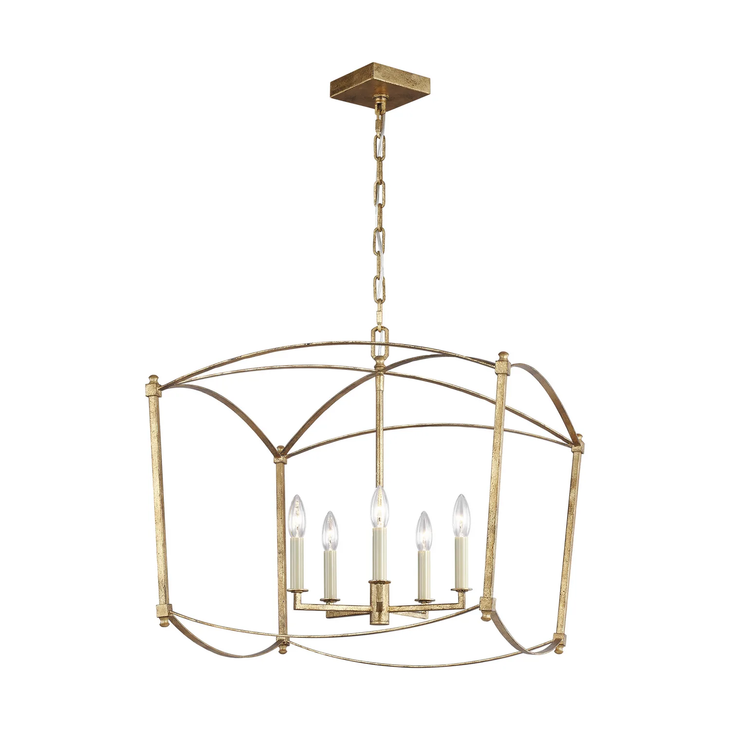 Thayer Five Light Lantern in Antique Gild
