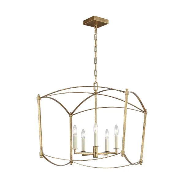 Thayer Five Light Lantern in Antique Gild