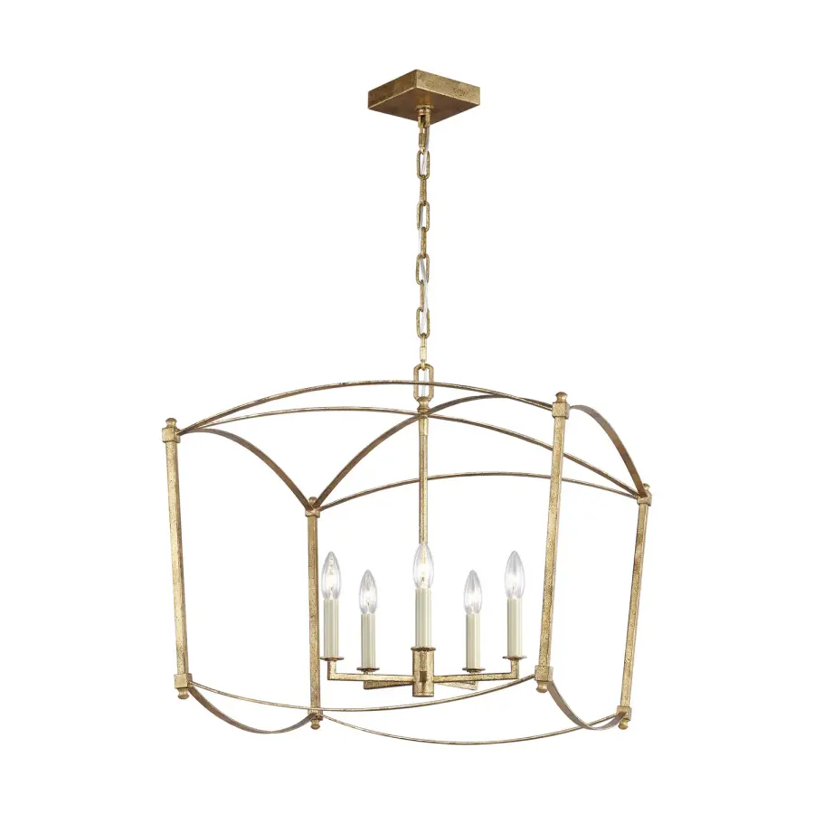 Thayer Five Light Lantern in Antique Gild