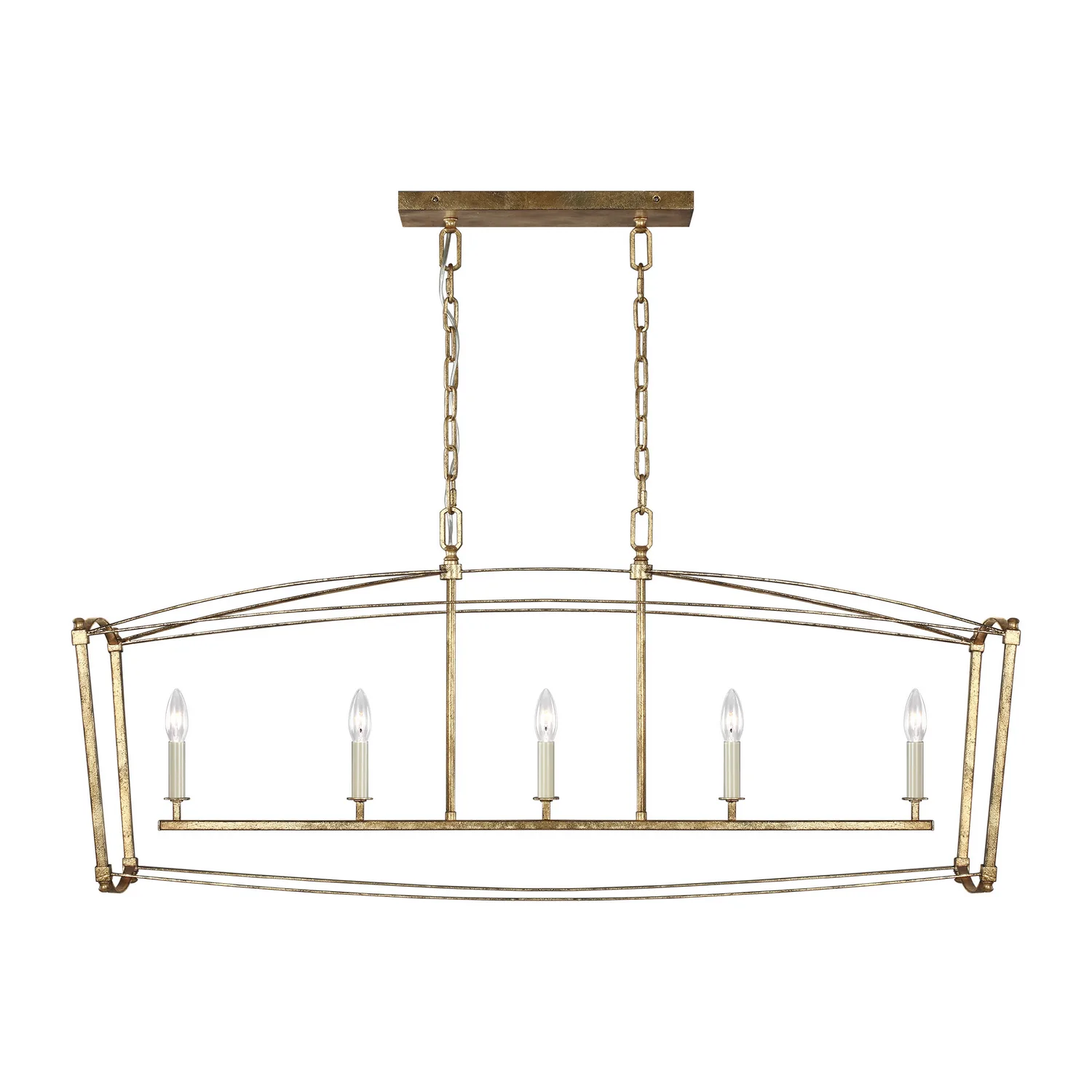 Thayer Five Light Linear Chandelier in Antique Gild