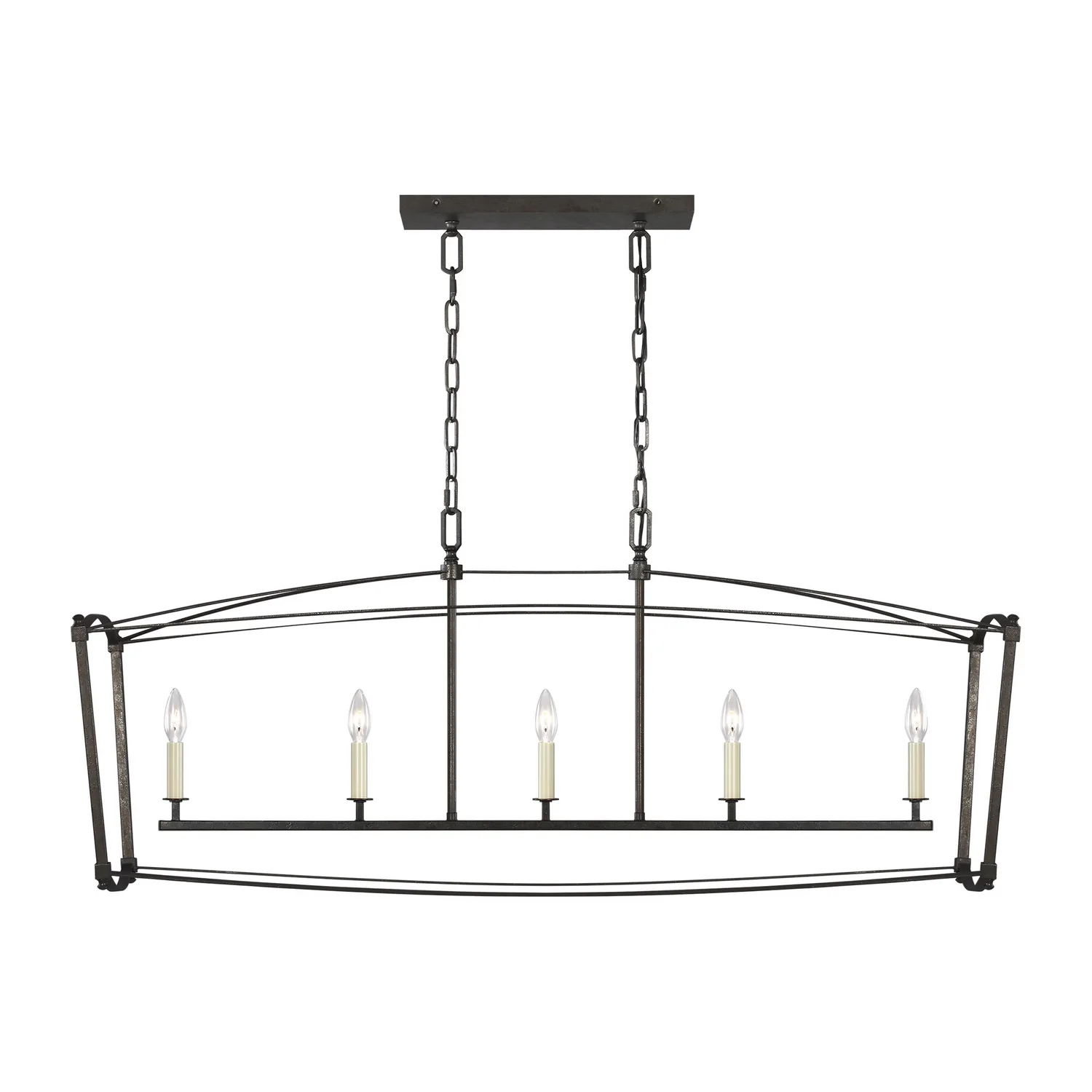 Thayer Five Light Linear Chandelier in Smith Steel