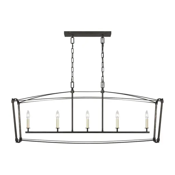 Thayer Five Light Linear Chandelier in Smith Steel