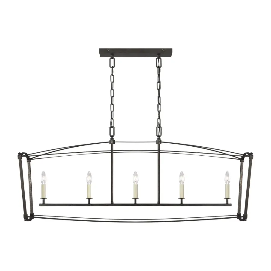 Thayer Five Light Linear Chandelier in Smith Steel