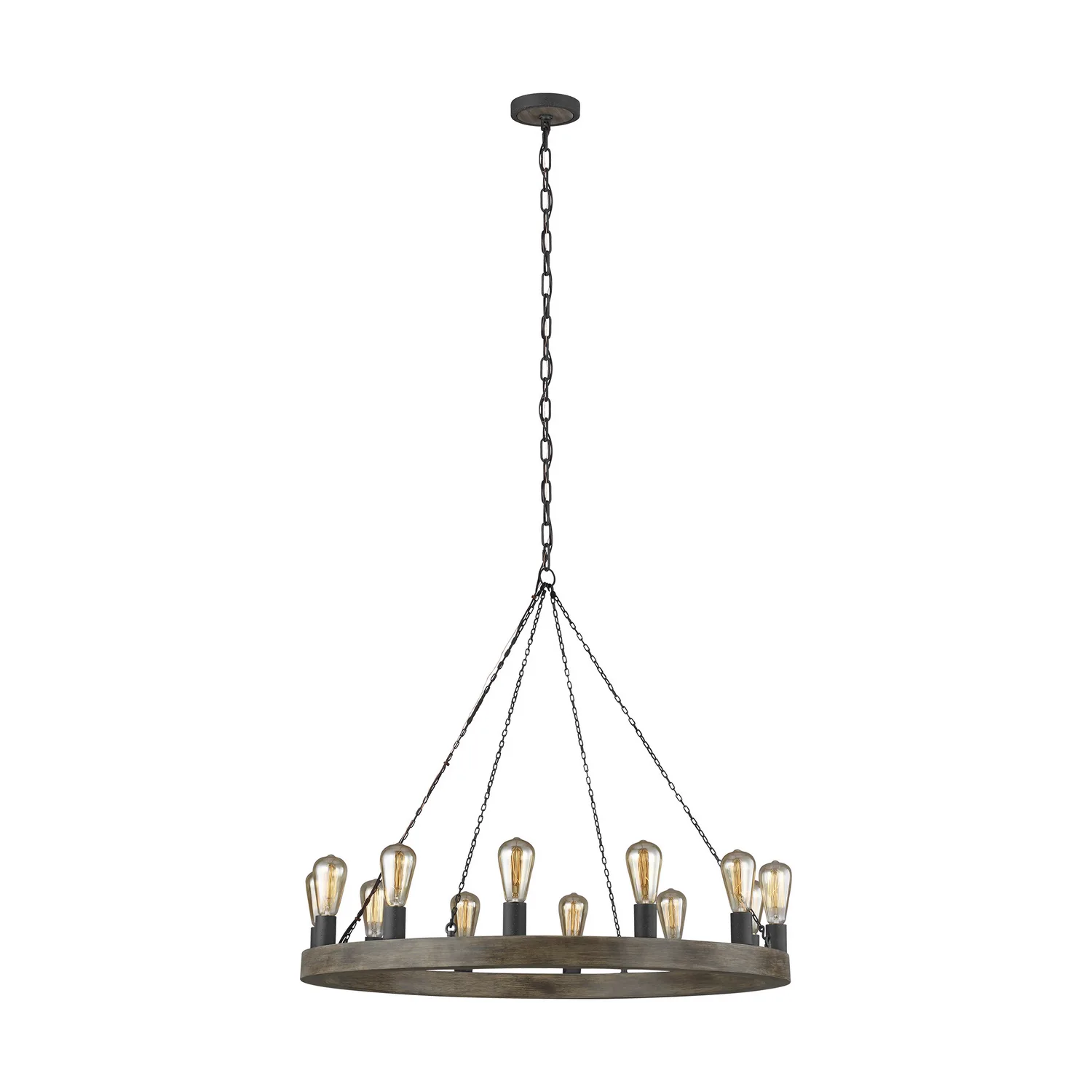 Avenir 12-Light Chandelier in Weathered Oak Wood / Antique Forged Iron