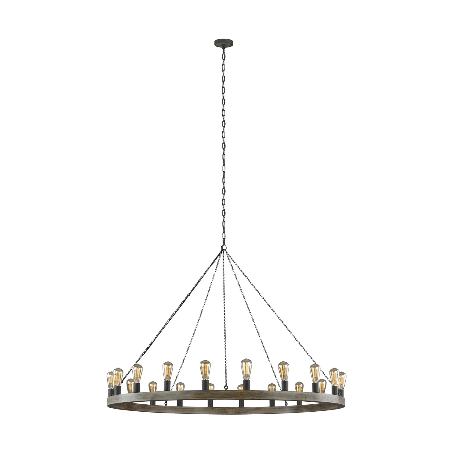 Avenir 20-Light Chandelier in Weathered Oak Wood / Antique Forged Iron