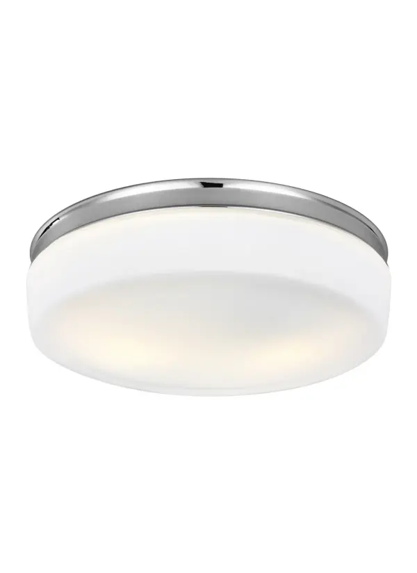The Issen flush mount combines sophisticated emerald-cut diamond patterning with practical functionality. Its pressed white opal glass diffuser provides soft, even illumination while the chrome finish adds contemporary elegance.