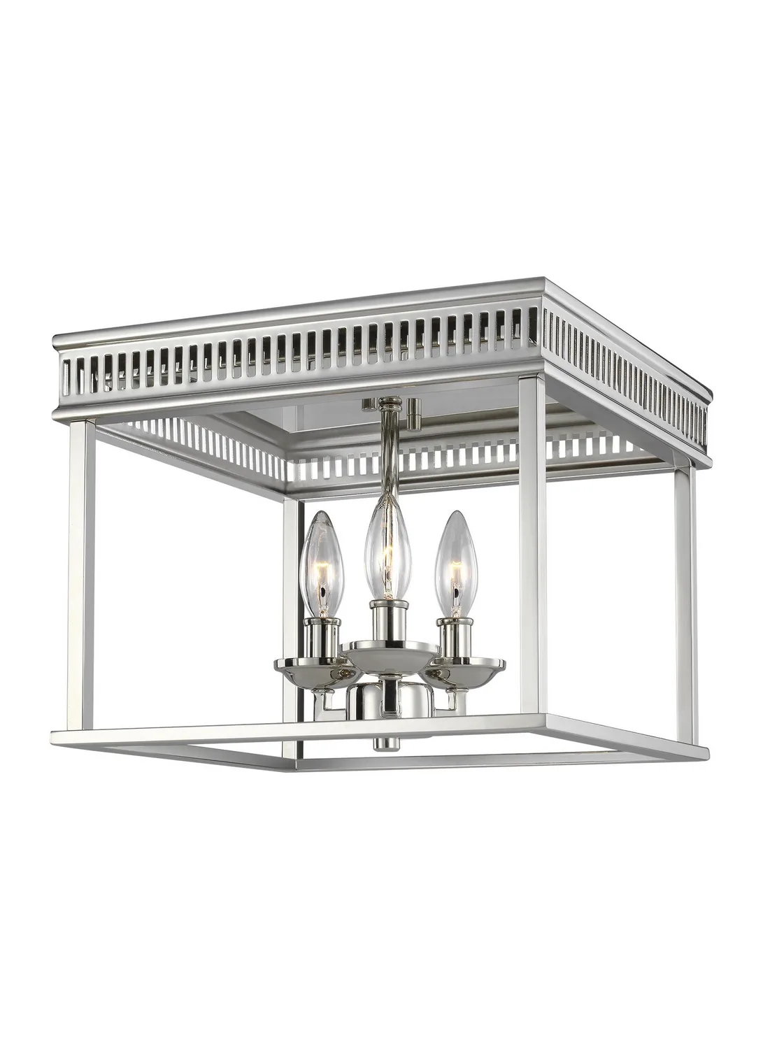 Woodruff Three Light Flush Mount in Polished Nickel