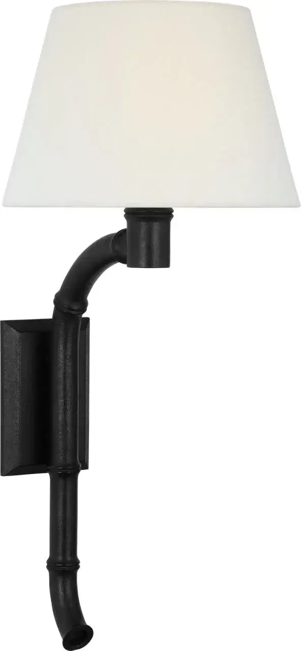 Alana 27" Curved Tail Sconce in French Rust with Linen Shade - Image 2
