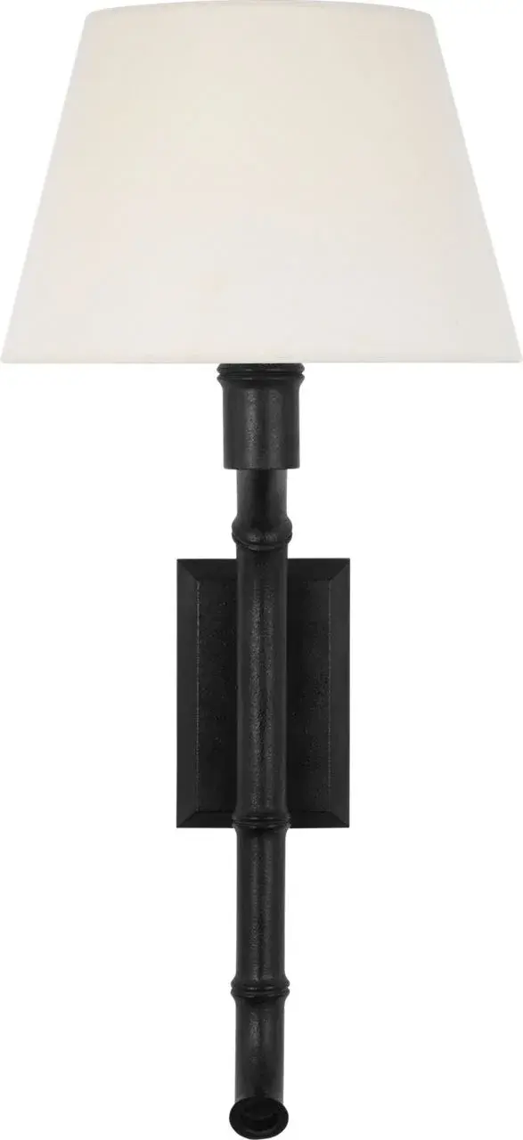 Alana 27" Curved Tail Sconce in French Rust with Linen Shade - Image 3