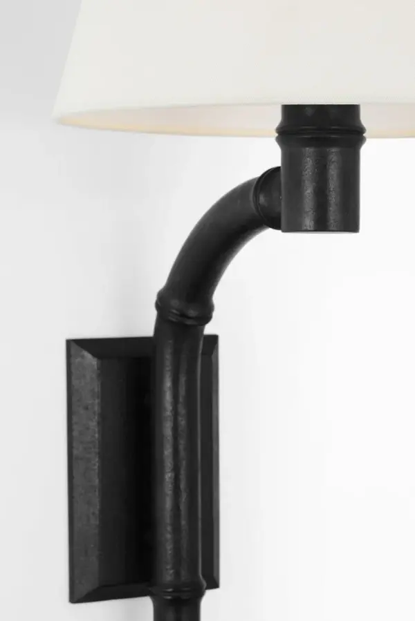Alana 27" Curved Tail Sconce in French Rust with Linen Shade - Image 7