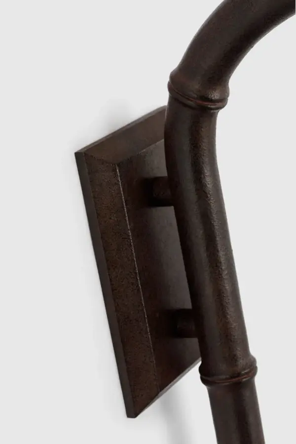 Alana 27" Curved Tail Sconce in French Rust with Linen Shade - Image 8