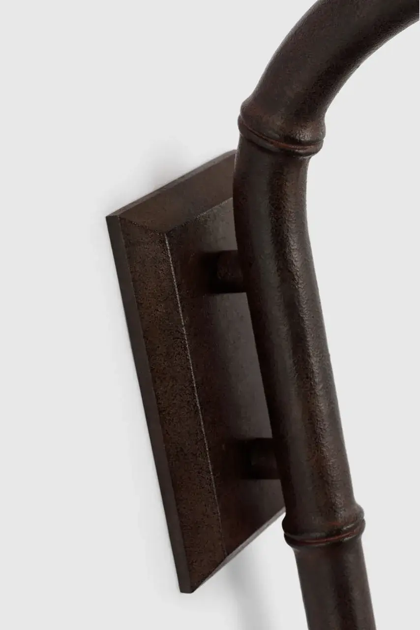 Alana 27" Curved Tail Sconce in French Rust with Linen Shade - Image 8