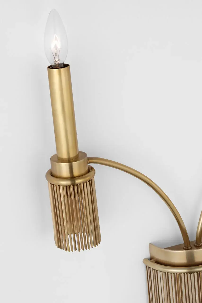 Sutton Double Sconce in Antique-Burnished Brass - Image 4