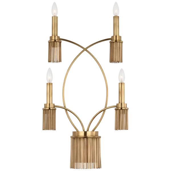 The Sutton 4-Light Sconce combines classic design with modern sophistication. Its antique-burnished brass finish adds warmth and elegance to any space, while the four-light configuration provides ample illumination for bathrooms, hallways, and entryways.