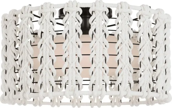 The Catania brings nautical charm to low-ceiling spaces with its distinctive cream braided rope accent and bronze finish. At 17 inches, it provides substantial presence while maintaining the low profile essential for flush mounting.