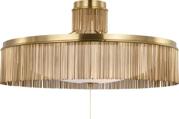 The Sutton 32" flush mount delivers impressive scale and sophisticated presence with its antique-burnished brass finish and white glass diffuser. Perfect for spaces requiring substantial lighting without pendant drop. - alternate view
