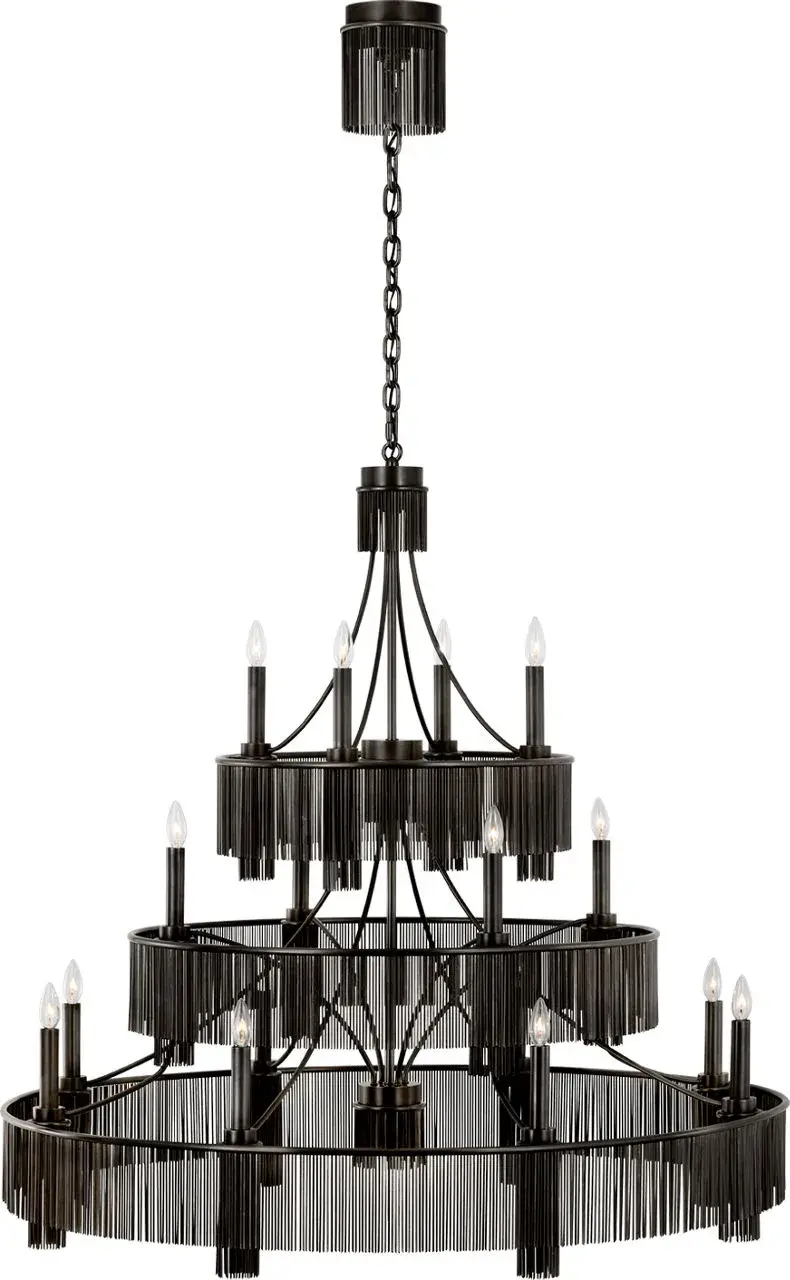 Sutton 50" Three Tier Chandelier in Bronze - Image 1