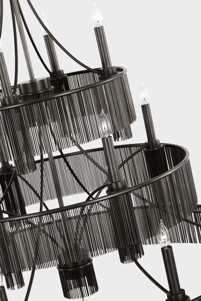 Sutton 50" Three Tier Chandelier in Bronze - Image 4