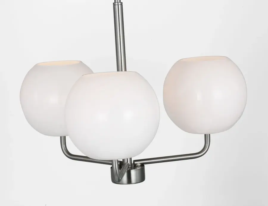 Rory Three Light Chandelier in Brushed Nickel - Image 3