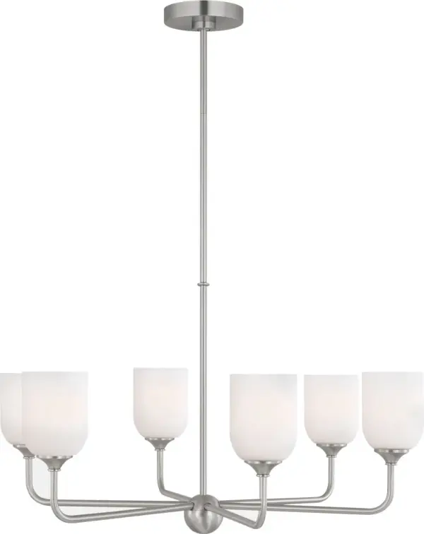 Emile Large Chandelier in Brushed Steel - Image 5