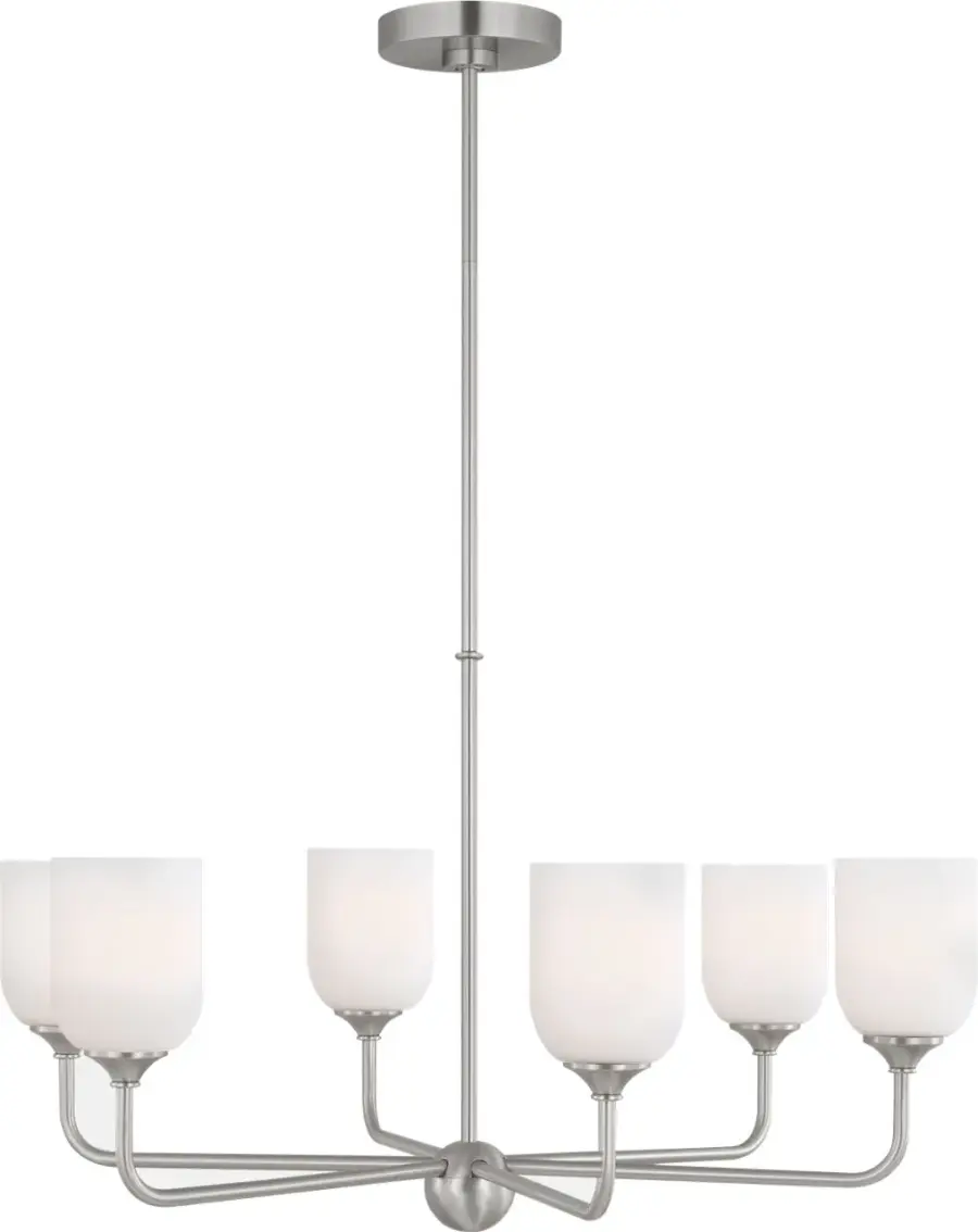 Emile Large Chandelier in Brushed Steel - Image 5