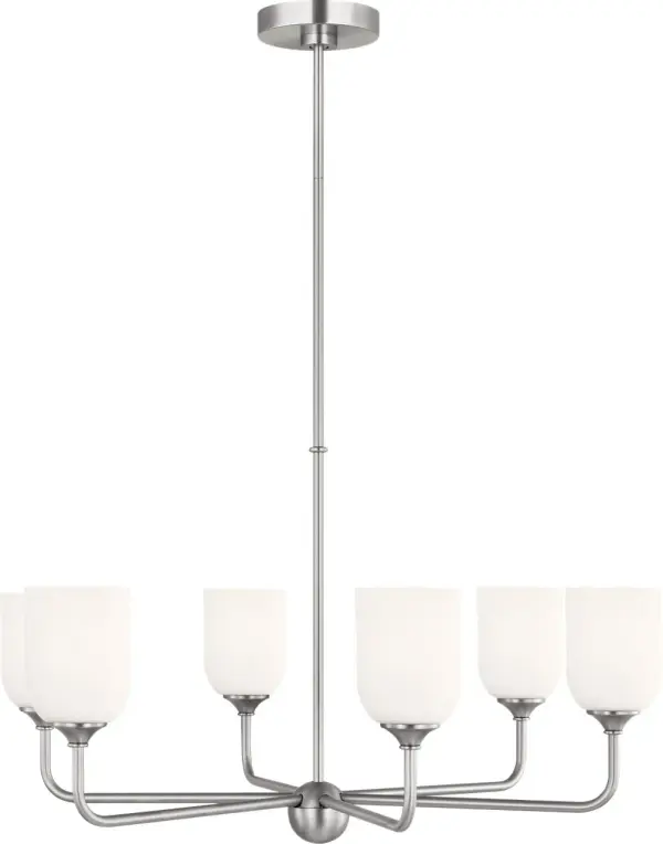 Emile Large Chandelier in Brushed Steel - Image 6