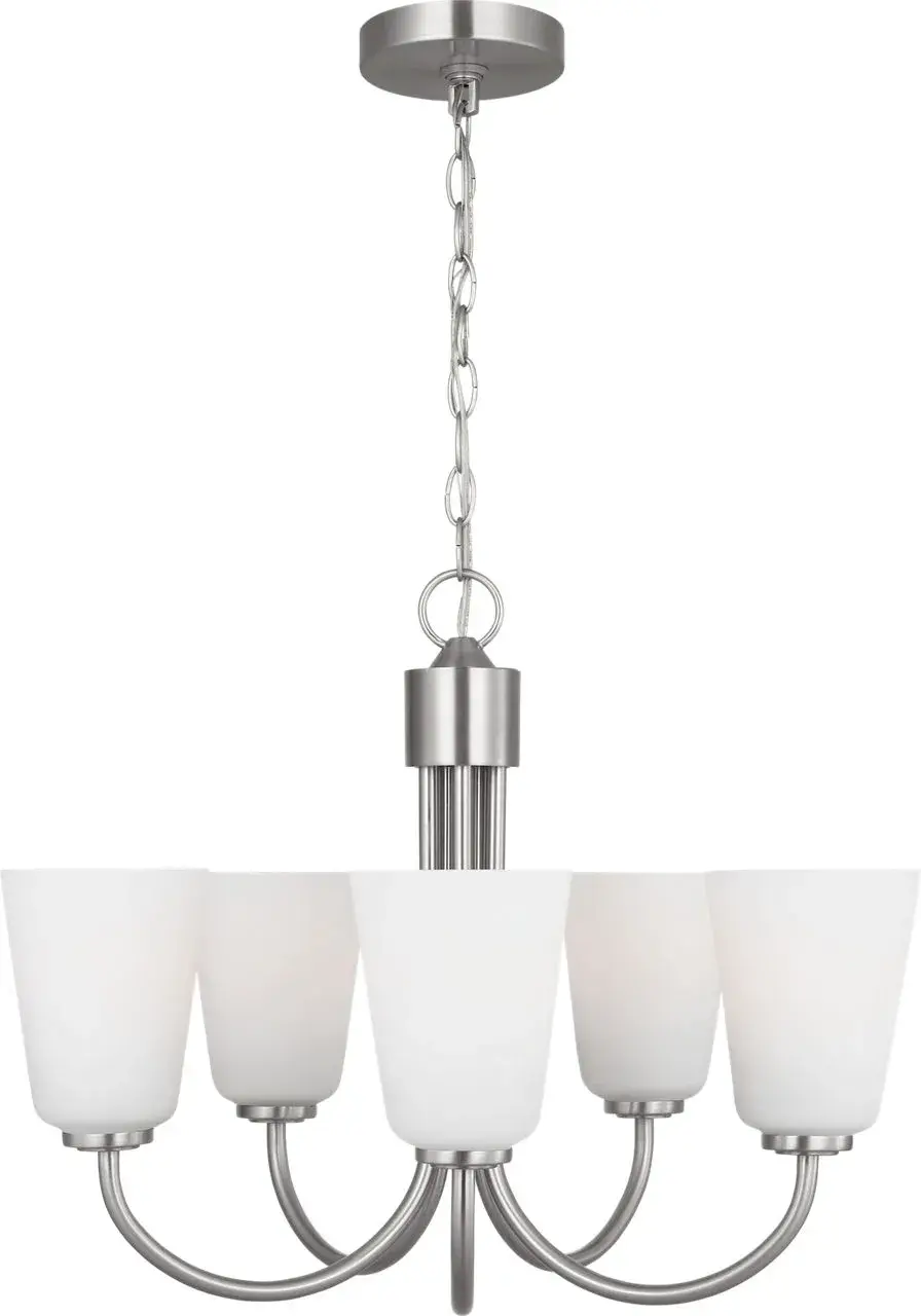 Miles Medium Chandelier in Brushed Nickel with Etched Glass - Image 1