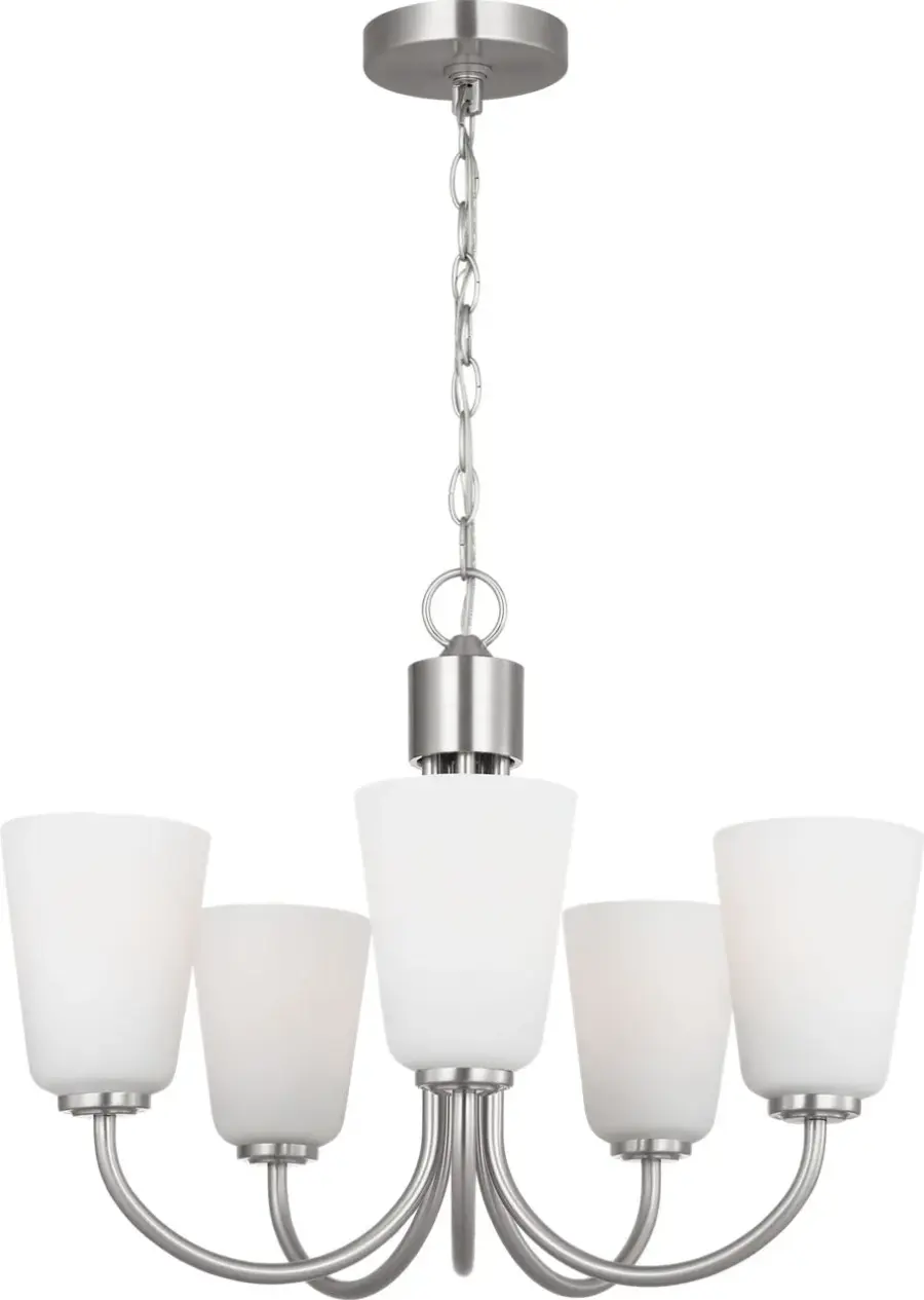 Miles Medium Chandelier in Brushed Nickel with Etched Glass - Image 2