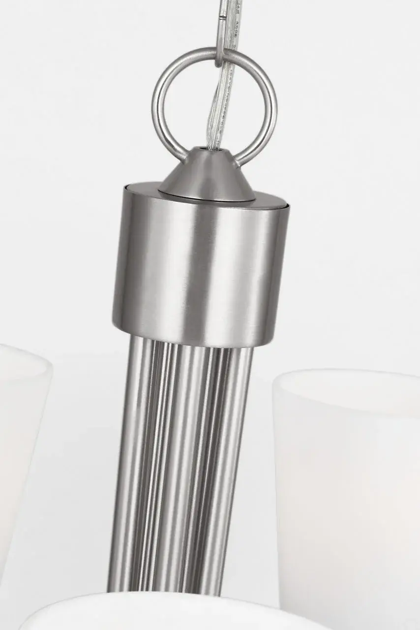 Miles Medium Chandelier in Brushed Nickel with Etched Glass - Image 4