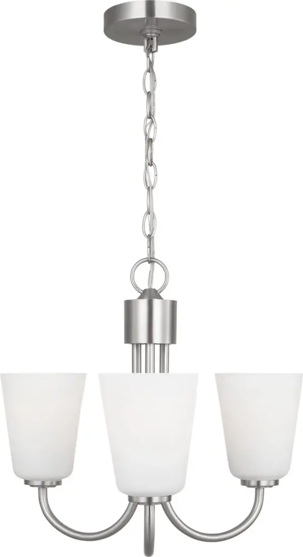 The Miles Small Chandelier delivers softly diffused illumination through etched glass shades, making it perfect for smaller dining areas, bedrooms, and entryways. Its transitional design and compact scale adapt seamlessly to various interior styles.