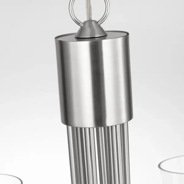 The Miles Large Chandelier delivers generous, glare-free lighting through nine etched glass diffusers on an expansive frame. Perfect for primary dining rooms, vaulted living spaces, or grand entryways requiring substantial yet refined illumination. - alternate view
