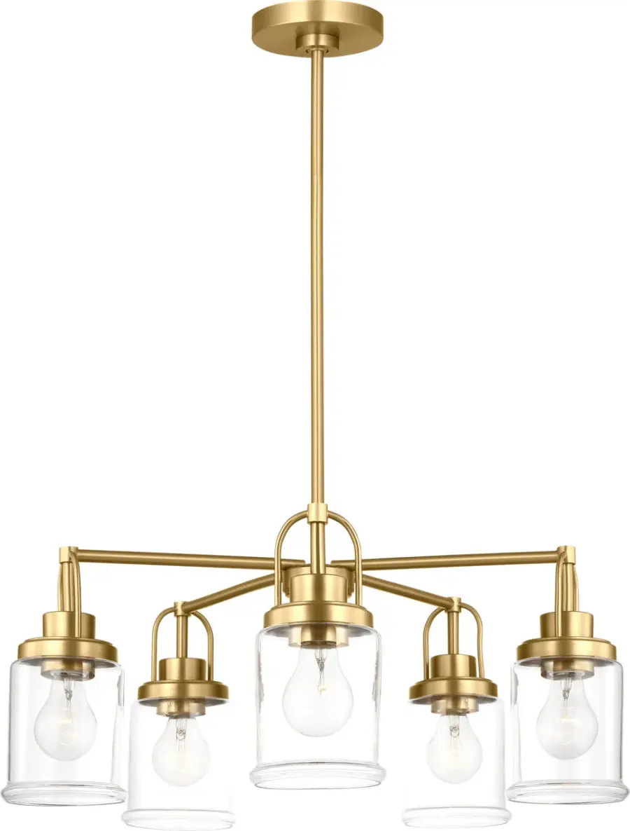 Anders Five Light Chandelier in Satin Brass - Image 1