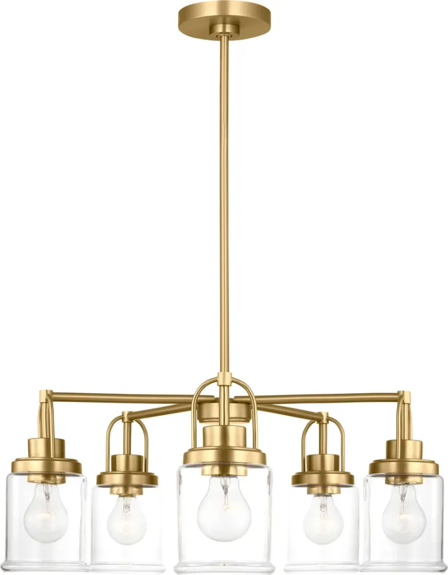 Anders Five Light Chandelier in Satin Brass - Image 2