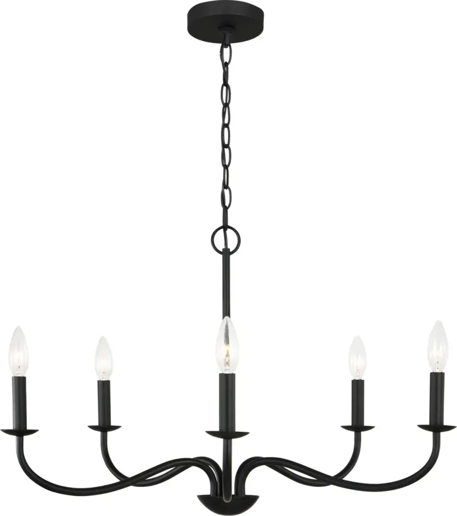 Abells Five Light Chandelier in Midnight Black - Image 1
