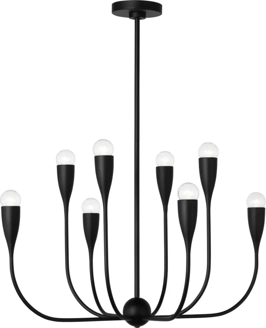Maya Eight Light Chandelier in Midnight Black - Image 1