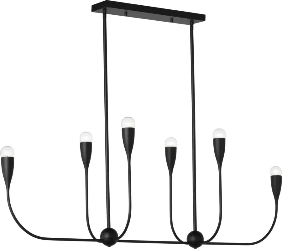 Maya Six Light Linear Chandelier in Midnight Black - Image 1