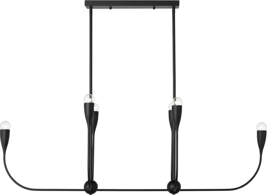 Maya Six Light Linear Chandelier in Midnight Black - Image 3