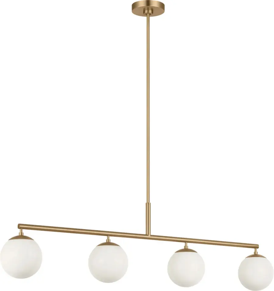 Nube Four Light Linear Chandelier in Satin Brass - Image 4