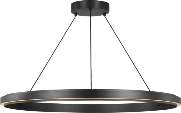 The Aro 36" Chandelier delivers architectural minimalism with practical versatility. Its low-profile metal ring and silicone diffuser create balanced up-and-down lighting, while selectable color temperature (2700K-5000K) adapts to any space.