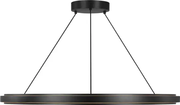 The Aro 36" Chandelier delivers architectural minimalism with practical versatility. Its low-profile metal ring and silicone diffuser create balanced up-and-down lighting, while selectable color temperature (2700K-5000K) adapts to any space. - alternate view